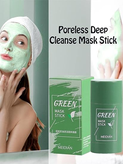 Meidian Green Tea Mask Stick — deep cleanse before after
