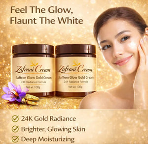 Zafrani Saffron Glow Gold Cream — 24K Radiance Formula (Pack of 2, 100g each)