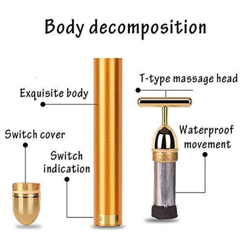 24K Gold Energy Beauty Bar Electric Facial Massage Roller - view 4