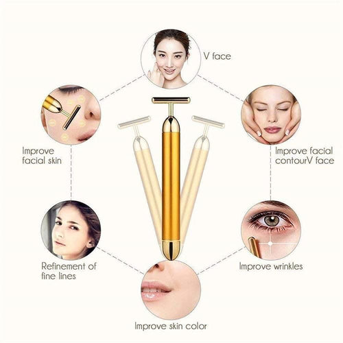 24K Gold Energy Beauty Bar Electric Facial Massage Roller - view 2